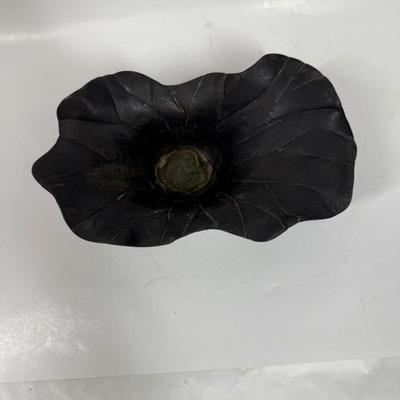Antique Bronze Centerpiece Lotus Flower Organic Bowl