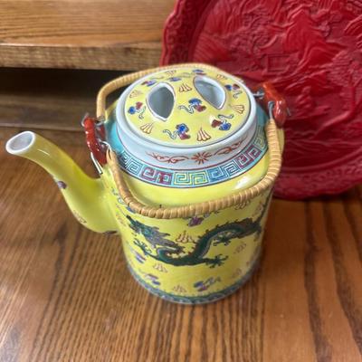 Chinese plate and teapot