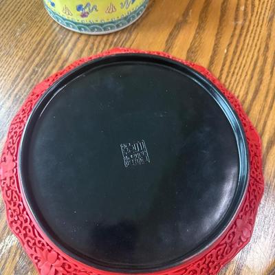 Chinese plate and teapot