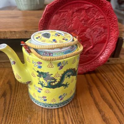 Chinese plate and teapot