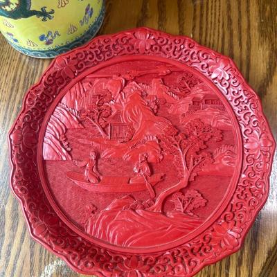 Chinese plate and teapot