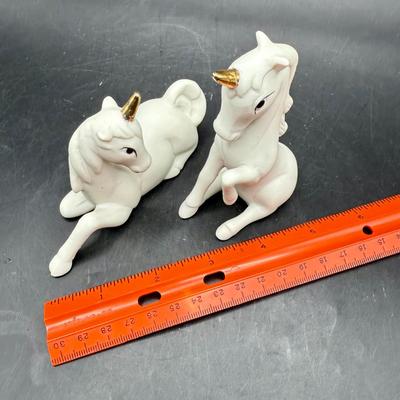 Vintage 1980’s White Porcelain UNICORN Figurines by Enesco