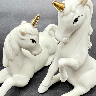 Vintage 1980’s White Porcelain UNICORN Figurines by Enesco
