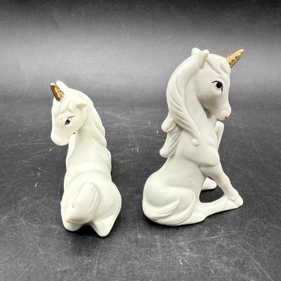 Vintage 1980’s White Porcelain UNICORN Figurines by Enesco