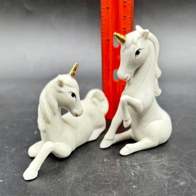 Vintage 1980’s White Porcelain UNICORN Figurines by Enesco