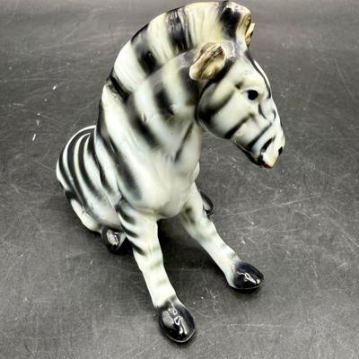 Vintage Sitting Zebra Porcelain Bone China Figurine