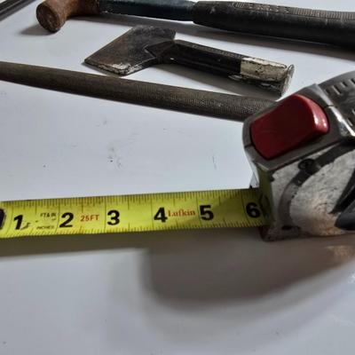 Mixed Hand Tool Lot – Hammer, Clamp, Chalk Line & More