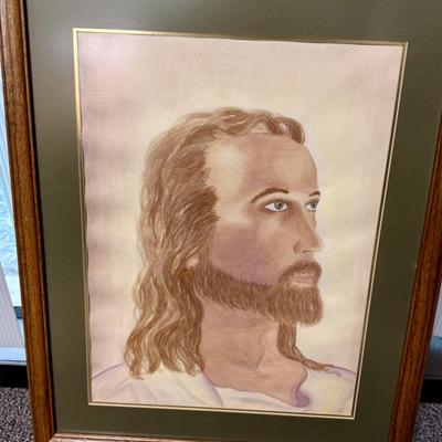 Copy of Vintage Framed Head of Christ Litho Print (inspired by the work of Warner Sallman)