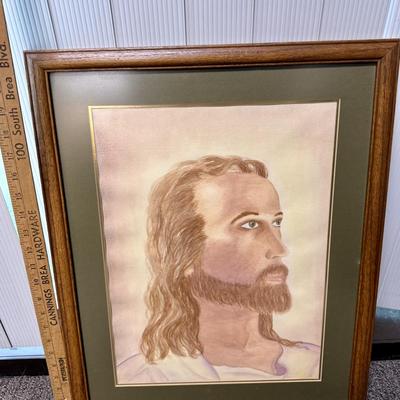 Copy of Vintage Framed Head of Christ Litho Print (inspired by the work of Warner Sallman)