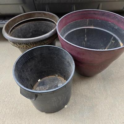 Three Large Outdoor Planters – Plastic & Resin