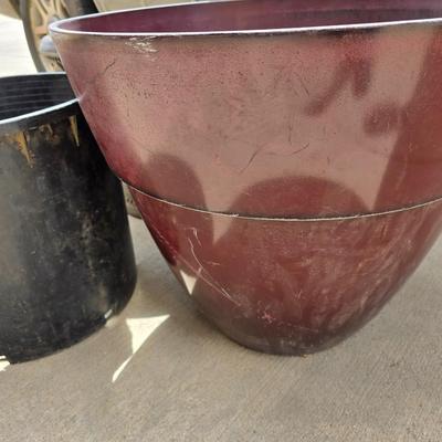 Three Large Outdoor Planters – Plastic & Resin