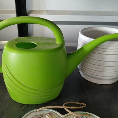 Garden Décor & Planter Lot – Watering Can, Pots, Welcome Sign & More