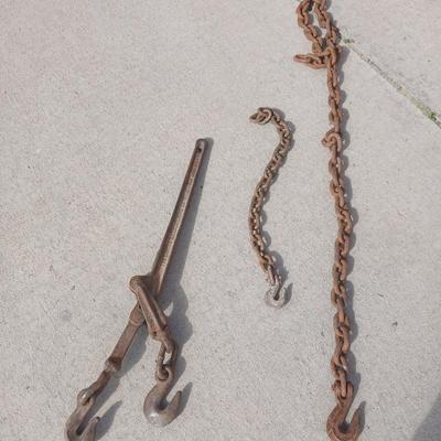 Tow Chain & Load Binder Lot – 2 Chains + Lever Binder