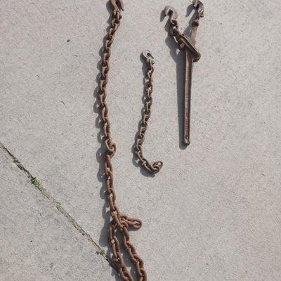 Tow Chain & Load Binder Lot – 2 Chains + Lever Binder