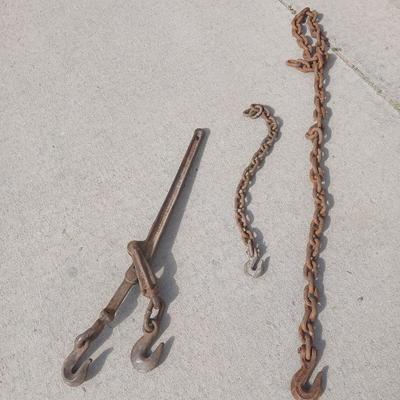 Tow Chain & Load Binder Lot – 2 Chains + Lever Binder
