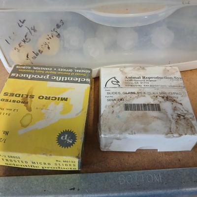 Grooming & Veterinary Supply Lot – Clippers, Syringes, Slide Boxes & More