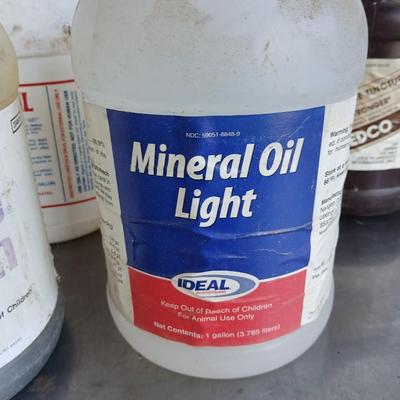 Bulk Livestock & Equine Liquid Supply Lot – Gallon Jugs of Topicals, Oils & Solutions