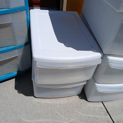 Lot of 7 Plastic Drawer Storage Units – Assorted Sizes