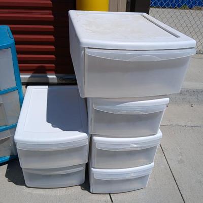 Lot of 7 Plastic Drawer Storage Units – Assorted Sizes