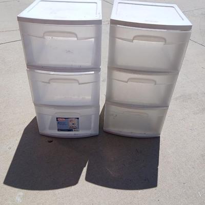 Set of 2 Sterilite 3-Drawer Storage Units – White