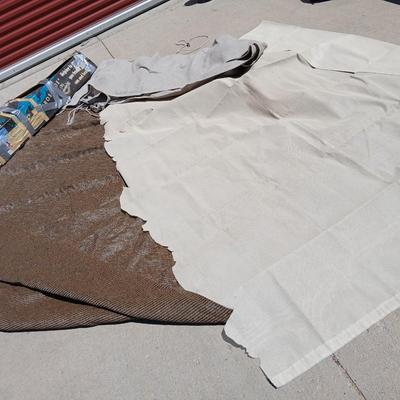 Lot of Assorted Shade Cloths & Canopy Frame Pieces in box