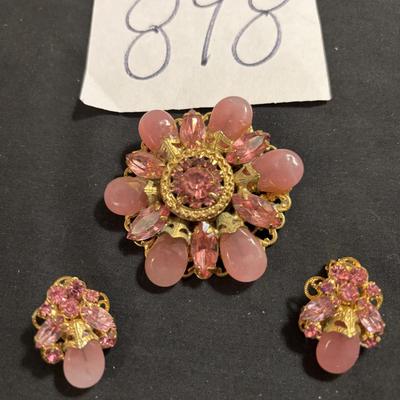 Vintage Brooch and Clip Earrings