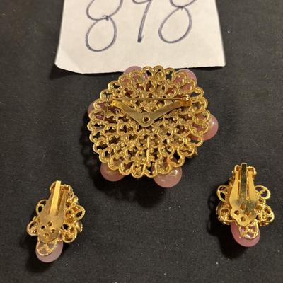 Vintage Brooch and Clip Earrings