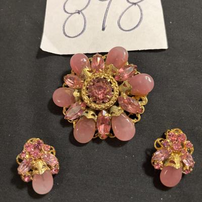 Vintage Brooch and Clip Earrings