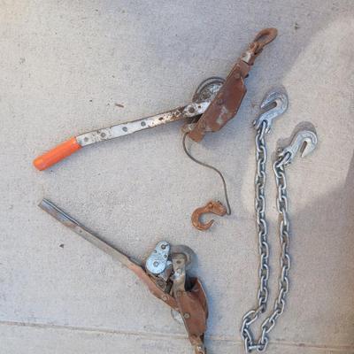 2 Come-Along's with Chain & Hooks