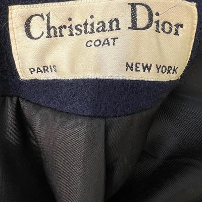 Christian Dior Navy Blue Wool Coat Vintage Size 14