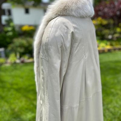 Evan Arpelli Leather Fox Fur Trim Coat Rabbit Fur Lined