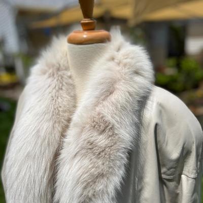 Evan Arpelli Leather Fox Fur Trim Coat Rabbit Fur Lined