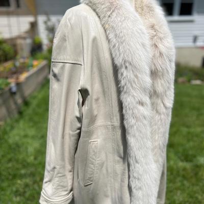 Evan Arpelli Leather Fox Fur Trim Coat Rabbit Fur Lined
