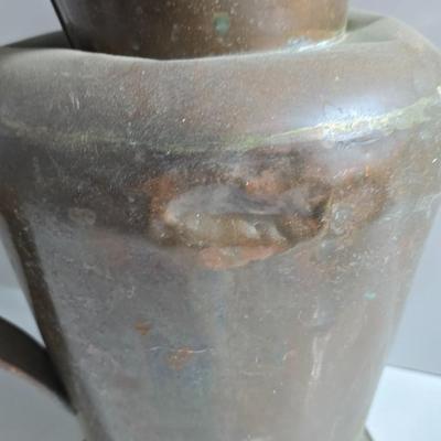Large Antique Copper Pitcher with Wide Handle