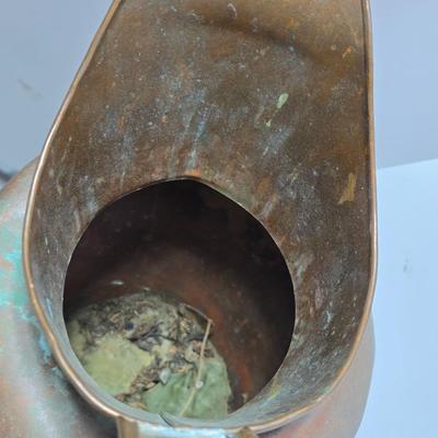 Large Antique Copper Pitcher with Wide Handle