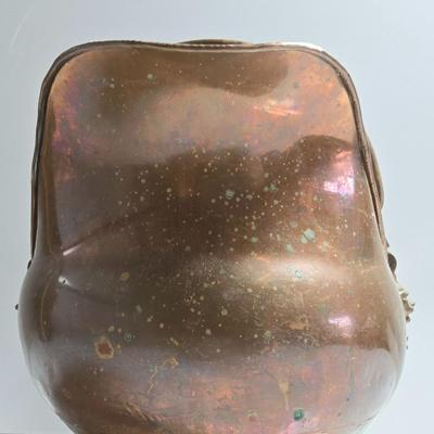 Antique Copper Coal Scuttle with Ceramic Handle