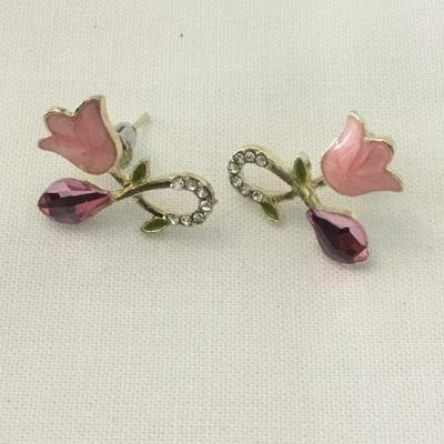 Cute flower stud, earrings enamel two ups