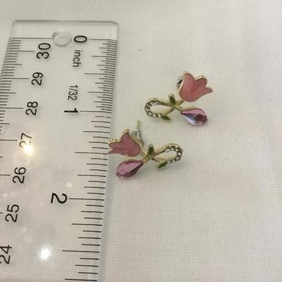 Cute flower stud, earrings enamel two ups