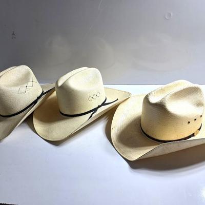 Trio of Straw Cowboy Hats – Western Ranch Style