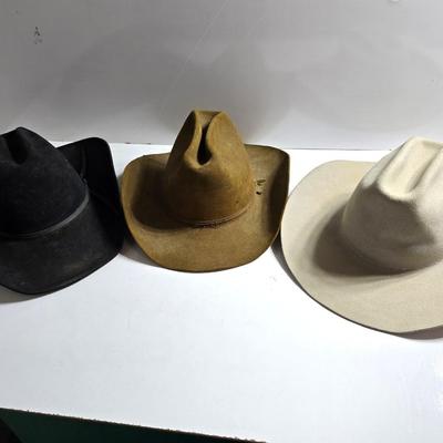 Vintage Felt Cowboy Hats – Set of 3 Western Classics