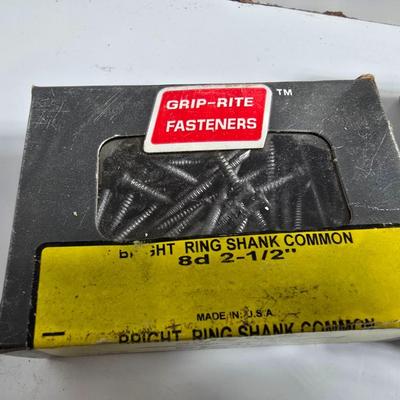 Lot of Hardware Supplies – Grip Rite Fasteners, Rope, Strapping & Brass Fittings