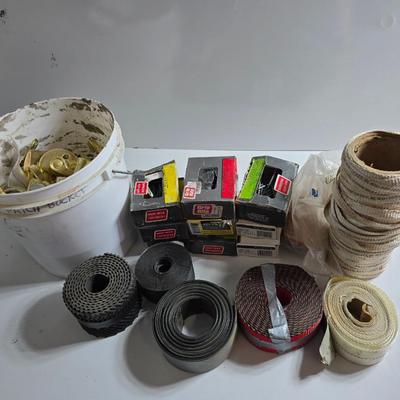 Lot of Hardware Supplies – Grip Rite Fasteners, Rope, Strapping & Brass Fittings