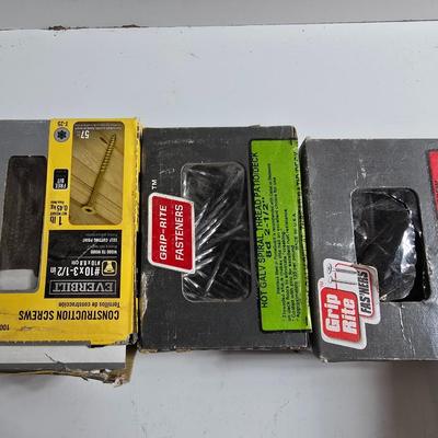 Lot of Hardware Supplies – Grip Rite Fasteners, Rope, Strapping & Brass Fittings