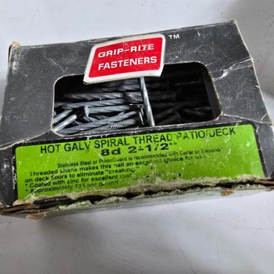 Lot of Hardware Supplies – Grip Rite Fasteners, Rope, Strapping & Brass Fittings
