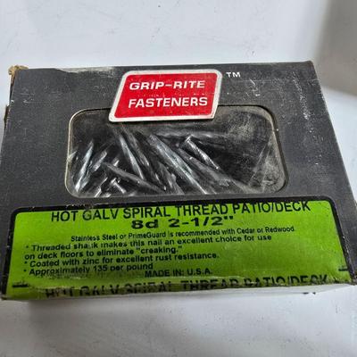 Lot of Hardware Supplies – Grip Rite Fasteners, Rope, Strapping & Brass Fittings