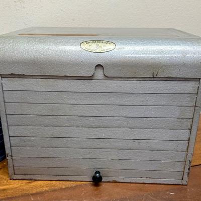 Vintage Bromberg Breadbox-Style Darkroom Storage Box and Metal Film Can Lot