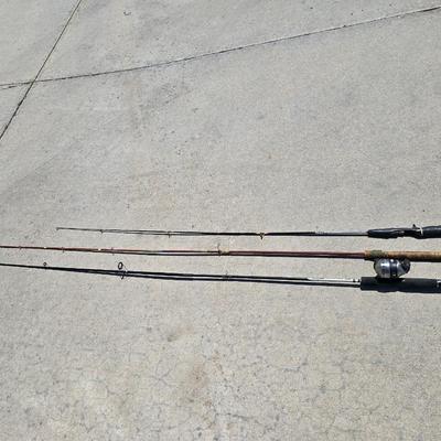 Lot of 3 Fishing Rods – Includes Zebco 33 Authentic, Vintage Cork Handle Rod, and More