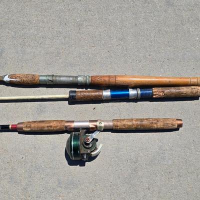 Lot of 3 Vintage Fishing Rods – Johnson Century Reel, Daisy Troller DT6, & More