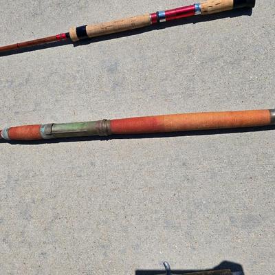 Lot of 3 Vintage Fishing Rods – Fiberglass & Wood Handles, Classic Hardware