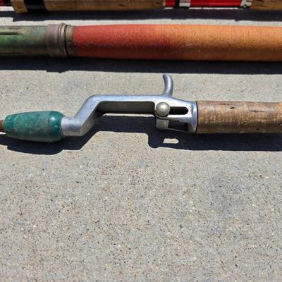 Lot of 3 Vintage Fishing Rods – Fiberglass & Wood Handles, Classic Hardware